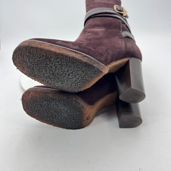 Tory Burch Jamie Women Size 5M Brown Suede Nubuck Crisscross Buckle Pump Boot - Picture 8 of 13